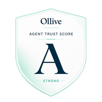 Ollive Agent Trust Score badge — A, Strong